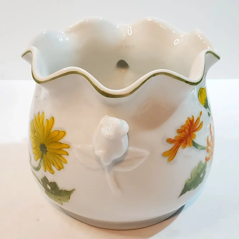 Vintage Seymour Mann Chrysanthemum Watercolor Eda Sugar Bowl Vase Planter